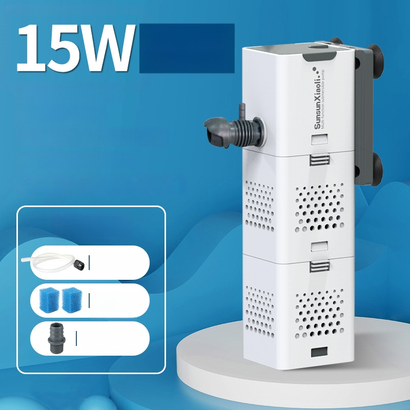 Akvariumo filtras viskas viename su integruotu siurbliu ir deguonies tiekimu; Medžiaga: Plastikas