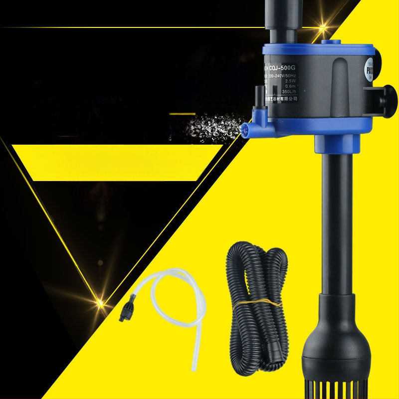 Trys į vieną akvariumo siurblys su filtravimu ir aeracija; plastmasinis korpusas; vertikalus sienos montavimas