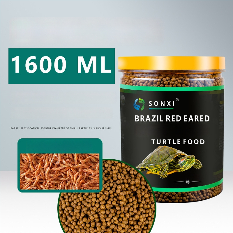 Grainuleeritud kilpkonna toit noortele punase kõrvaga kilpkonnadele – akvaariumi lemmikloomatoit