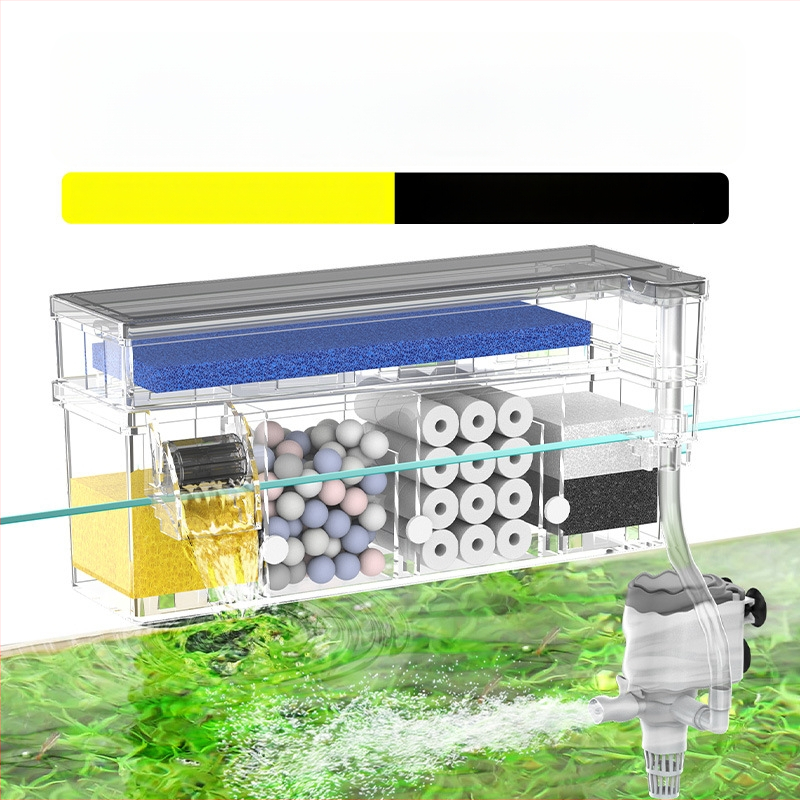 Sieninis akvariumo cirkuliacijos filtras, 3-in-1 deguonies tiekimas ir vandens valymas, plastikas, Songbao 22222