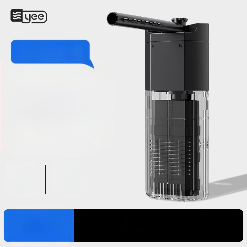 Trys viename akvariumo filtras su potopiamu siurbliu, plastmasinis korpusas, filtro medžiaga