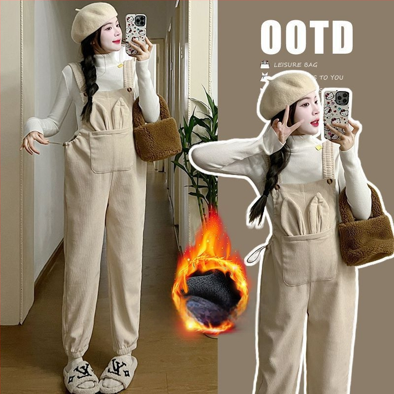 Nėščios moters kombinezonos su petnešomis — 3/4 ilgio kelnės, Chenille audinys, elastanas <30%, mikroelastinis, laisvas kirpimas