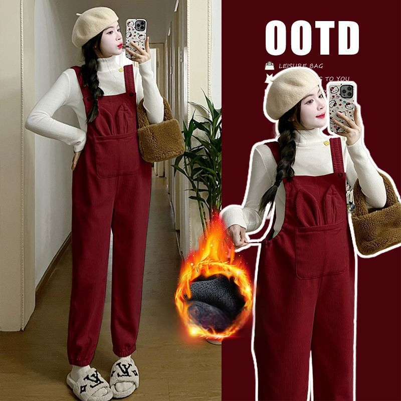 Nėščios moters kombinezonos su petnešomis — 3/4 ilgio kelnės, Chenille audinys, elastanas <30%, mikroelastinis, laisvas kirpimas