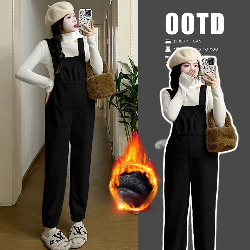 Nėščios moters kombinezonos su petnešomis — 3/4 ilgio kelnės, Chenille audinys, elastanas <30%, mikroelastinis, laisvas kirpimas