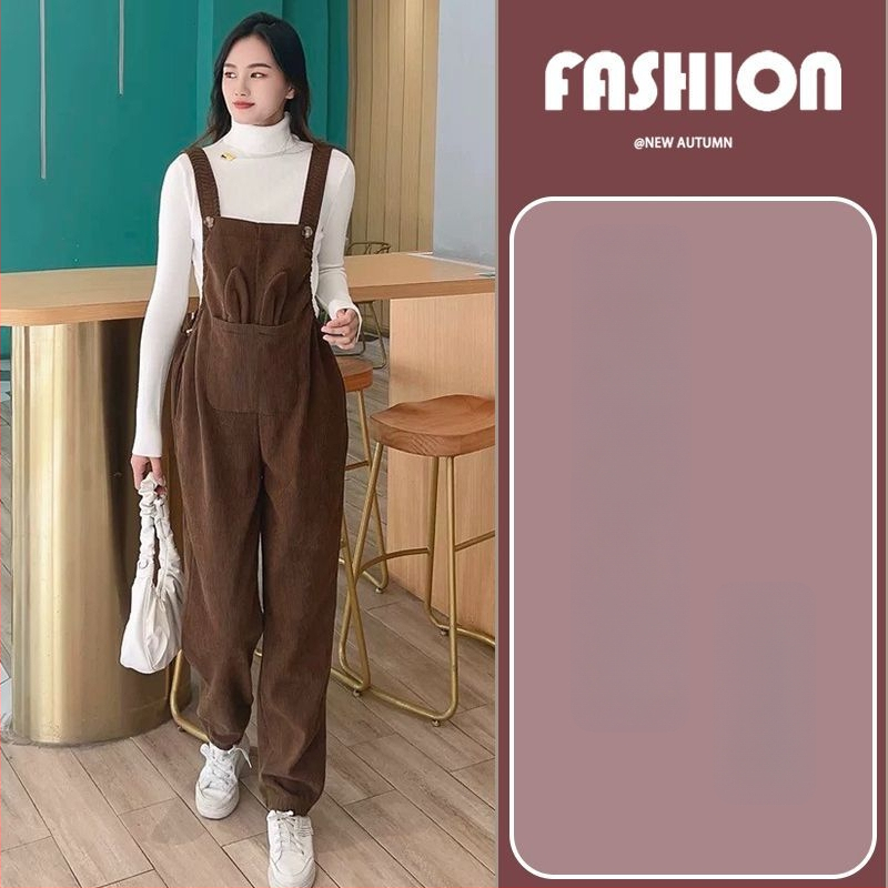 Nėščios moters kombinezonos su petnešomis — 3/4 ilgio kelnės, Chenille audinys, elastanas <30%, mikroelastinis, laisvas kirpimas