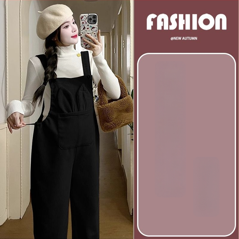 Nėščios moters kombinezonos su petnešomis — 3/4 ilgio kelnės, Chenille audinys, elastanas <30%, mikroelastinis, laisvas kirpimas