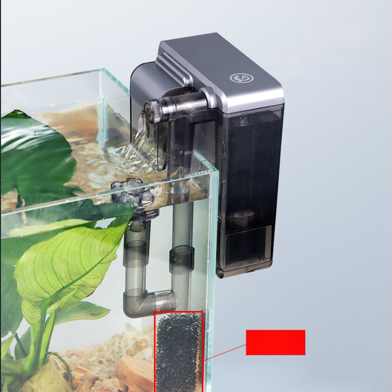 Sieninis akvariumo filtras — 3-in-1 filtravimas, vandens cirkuliacija ir deguonies tiekimas, plastmasinis korpusas, filtravimo vata
