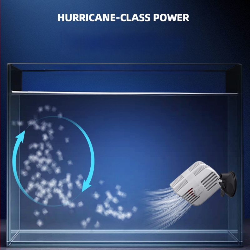 Dviejų galvų bangų siurblys akvariumui, 360° tylus srautas, su siurbtukais