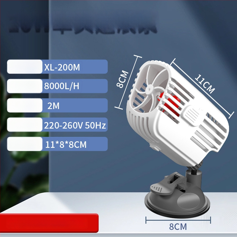 Dviejų galvų bangų siurblys akvariumui, 360° tylus srautas, su siurbtukais