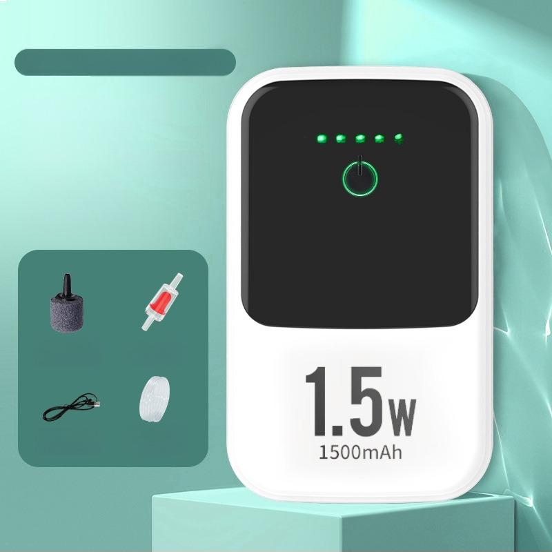 Įkraunama deguonies siurblys — nešiojamas, tylus, dviejų paskirčių skirtas lauko žvejybai ir namų žuvų auginimui