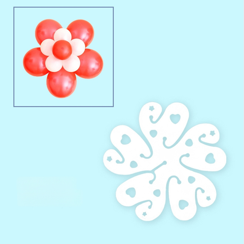 Baliono laikiklis dekoracijoms, slyvų žiedo formos, dviejų sluoksnių sustiprintas dizainas, iš plastiko, su spausdintu logotipu