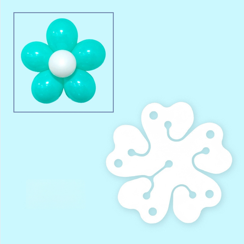 Baliono laikiklis dekoracijoms, slyvų žiedo formos, dviejų sluoksnių sustiprintas dizainas, iš plastiko, su spausdintu logotipu