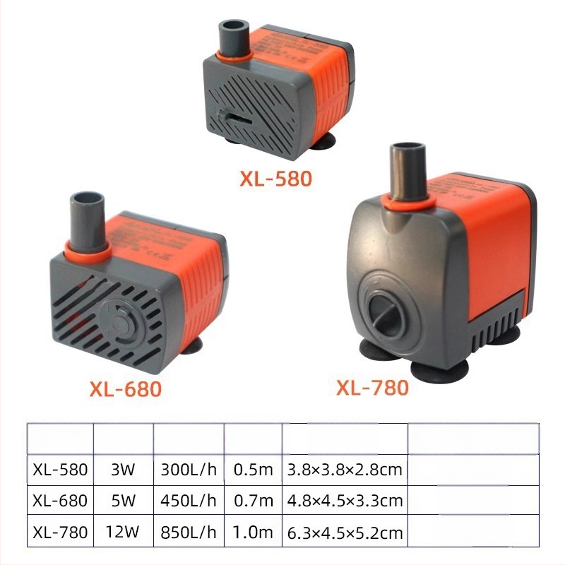 Povandeninis siurblys akvariumui, itin tylus, kompakti cirkuliacijos ir fontano siurblys, 3W/5W, plastikas, 0,5 kg