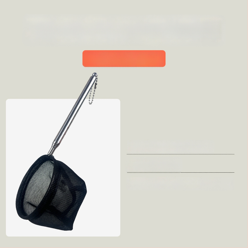 Nerūdijančio plieno sulankstomas žvejybos tinklas su ilga rankena, apvalios ir kvadratinės formos (50 g)