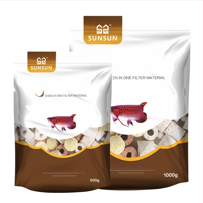 Akvariumo filtravimo medžiaga – Septyni viename filtravimas su Keraminiu žiedu, Biocheminės kamuoliukais, Maifan akmeniu, Vulkaniniu akmeniu; Svoris 0,5 kg; Prekė Sensen; Skirta gėlavandeniams žuvims