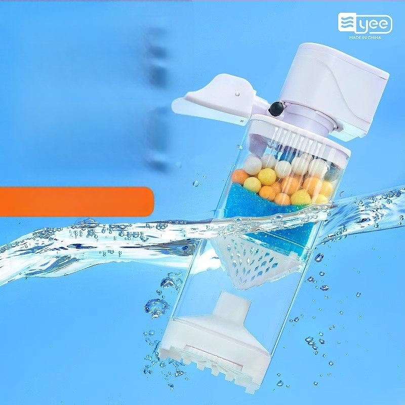 Yee akvariumo filtravimo sistema - 3-i-1 įmontuotas filtravimo siurblys su cirkuliacija, siurbimu ir deguonies gamyba (plastikas)