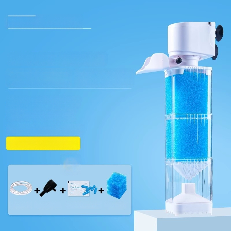 Yee akvariumo filtravimo sistema - 3-i-1 įmontuotas filtravimo siurblys su cirkuliacija, siurbimu ir deguonies gamyba (plastikas)