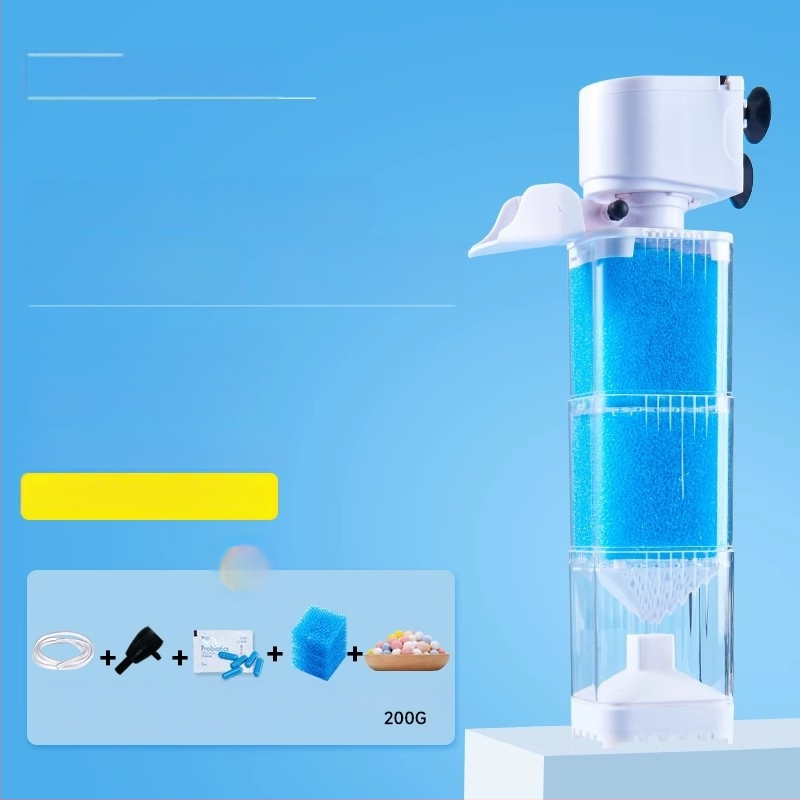 Yee akvariumo filtravimo sistema - 3-i-1 įmontuotas filtravimo siurblys su cirkuliacija, siurbimu ir deguonies gamyba (plastikas)