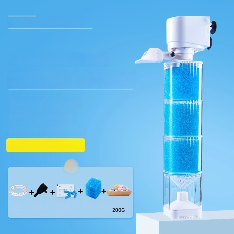 Yee akvariumo filtravimo sistema - 3-i-1 įmontuotas filtravimo siurblys su cirkuliacija, siurbimu ir deguonies gamyba (plastikas)