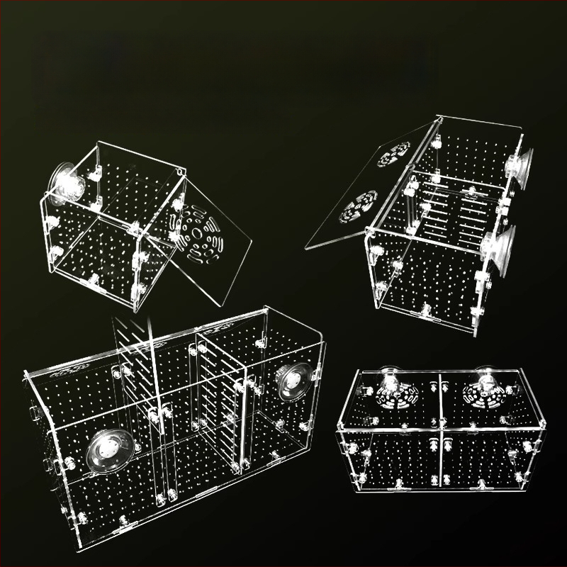 Akrila akvārija izolācijas korpuss – gupju dējēja kastīte, bruņurupuču mazuļi, Betta un tropiskās zivtiņas; Materiāls: akrils; Izcelsme: Hebei; Kategorija: akvārija aprīkojums