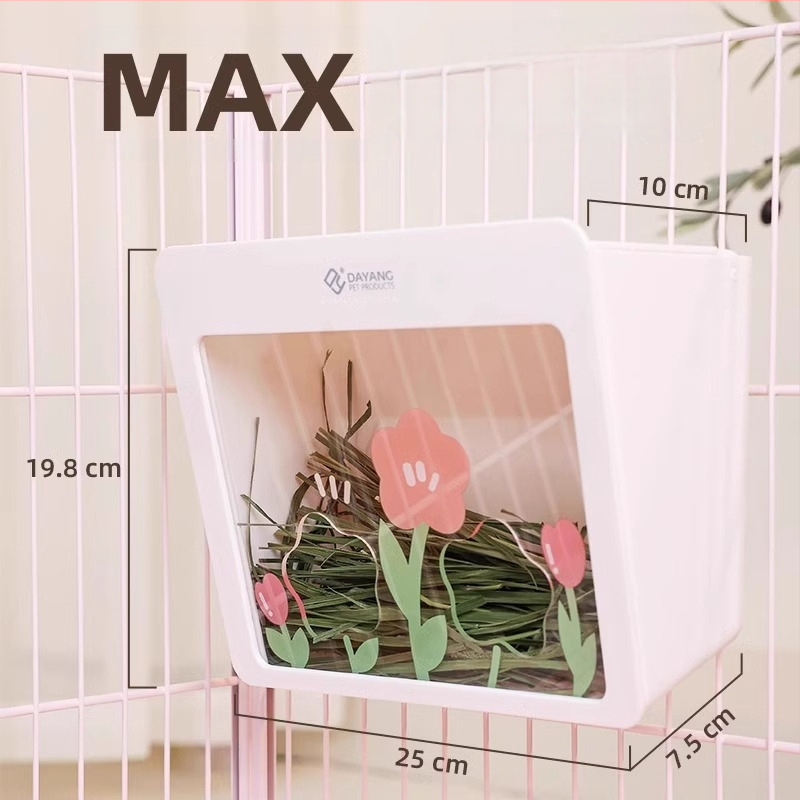 Zuikių šieno laikiklis – įmontuotas, galima pakabinti, didelė talpa – Materijal: Ph+ps metal; Prekės ženklas: Dayang; Kategorija: naminiams gyvūnams lizdas