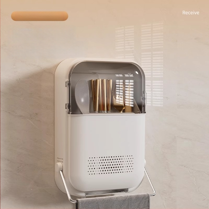 Sienas stiprināms chopstick uzglabāšanas grozs | virtuve, PP materiāls, Chopstick Tube sērija, nosūcējs trauciņš ēdienam, logotipa drukāšana pieejama