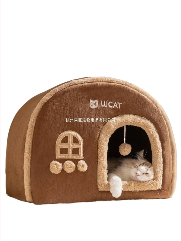 Kaķu ligzda mājiņa – visu sezonu, daļēji slēgta kaķu patvērumu, silta rudens un ziemā; Materiāli: Birch fleece, PP cotton; Piemērots Totoro