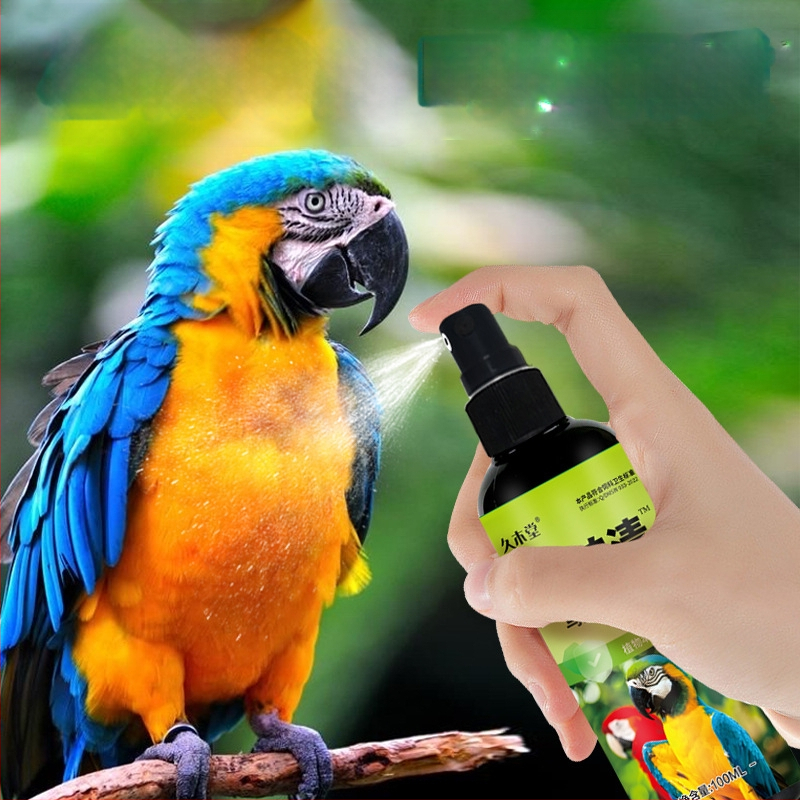 Lindude parasiitide ja sulgede ektoparasiitide vastu sprei probiootikumiga – rohekas pipra seemnete põhine formulatsioon; Kaubamärk: Jiumutang; Pärimus: Nanyang, Henan; Mõeldud lindudele