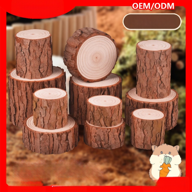 Puidust hamsterkasti kaunistuste komplekt: männipuidust tükid koos koorega, ümmargused puidust vardad, tahked puidust ehted, ronimisastmed ja platvormi tara mänguasjade jaoks