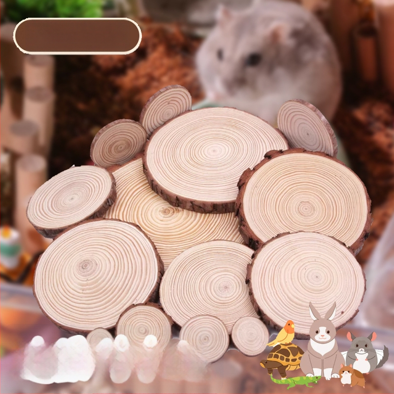 Puidust hamsterkasti kaunistuste komplekt: männipuidust tükid koos koorega, ümmargused puidust vardad, tahked puidust ehted, ronimisastmed ja platvormi tara mänguasjade jaoks