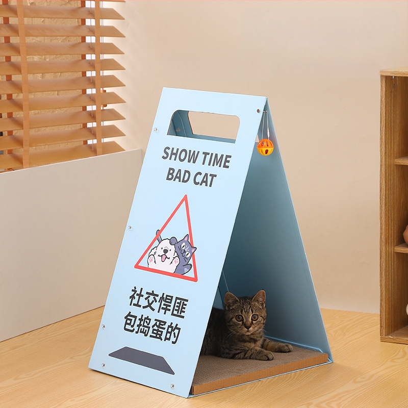 MAIZAI Puidust kassipesa – Tänavamärgi kujuline pesa kassidele