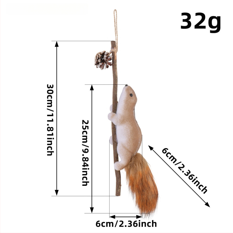Stalo dekoras iš putų medžiagos su squirrel detalėmis – Kalėdinė dekoracija, rekvizitas patalpų išdėstymui