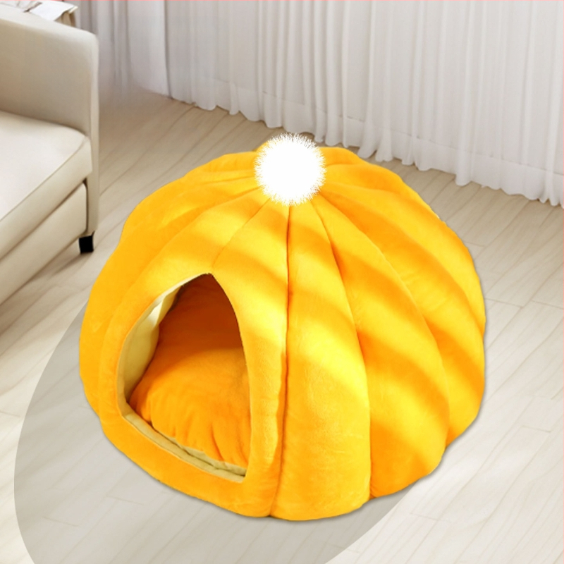 Kõrvitsakujuline kasside pesa – talvine soe, osaliselt suletud, hingav PP puuvillast materjaliga