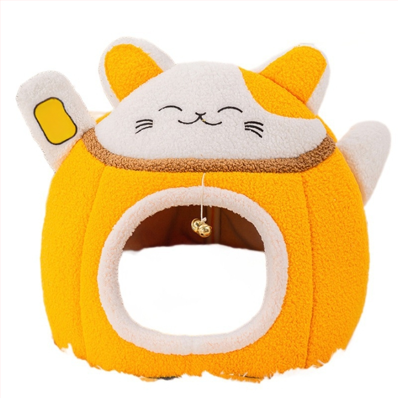 Sulgitud ümar kassipesa, talvise soe, suure ruumiga disain