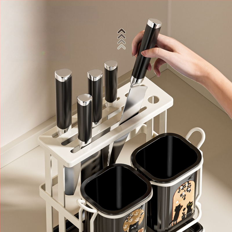 ABS medžiagos virtuvės įrankių laikiklis su drenažo dėže, modelis ACF1490, saugojimas ir drenažas, kilmė Kinija