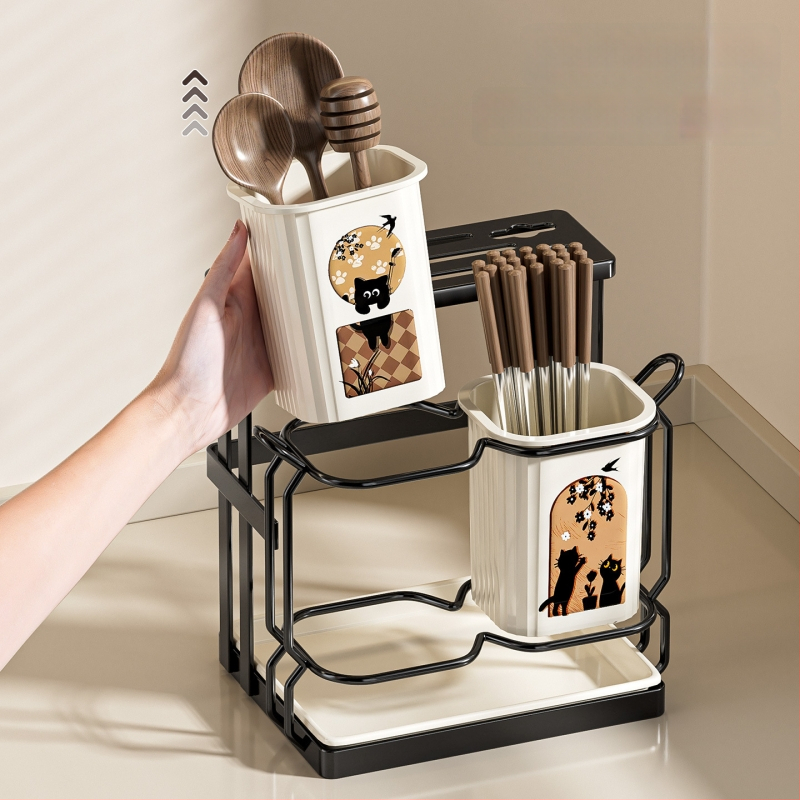 ABS medžiagos virtuvės įrankių laikiklis su drenažo dėže, modelis ACF1490, saugojimas ir drenažas, kilmė Kinija