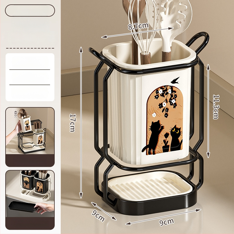 ABS medžiagos virtuvės įrankių laikiklis su drenažo dėže, modelis ACF1490, saugojimas ir drenažas, kilmė Kinija