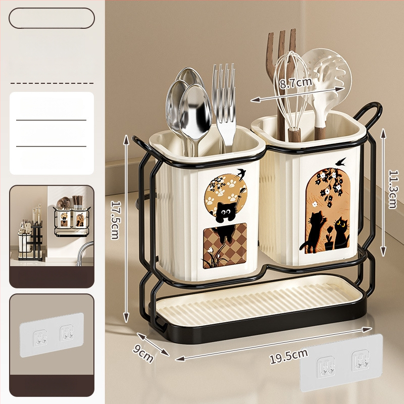 ABS medžiagos virtuvės įrankių laikiklis su drenažo dėže, modelis ACF1490, saugojimas ir drenažas, kilmė Kinija