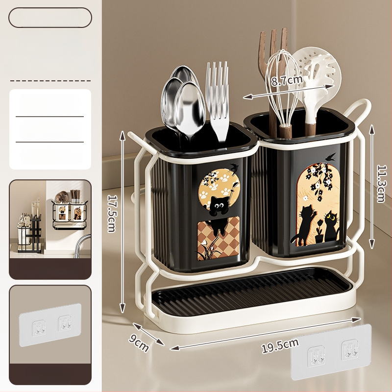 ABS medžiagos virtuvės įrankių laikiklis su drenažo dėže, modelis ACF1490, saugojimas ir drenažas, kilmė Kinija