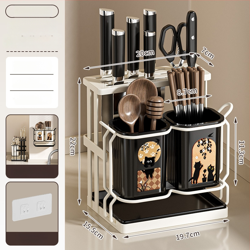 ABS medžiagos virtuvės įrankių laikiklis su drenažo dėže, modelis ACF1490, saugojimas ir drenažas, kilmė Kinija