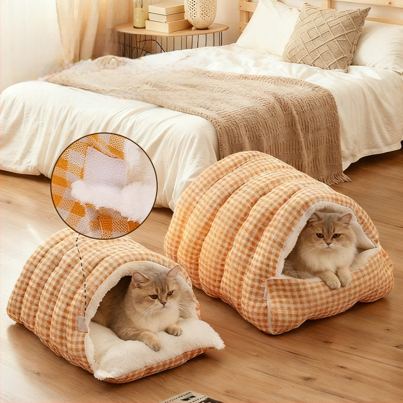 Lemmikloomade pesa - suletud kassipesa kõigi aastaaegade jaoks, talvise soojus, PP materjal, eemaldatav ja pestav