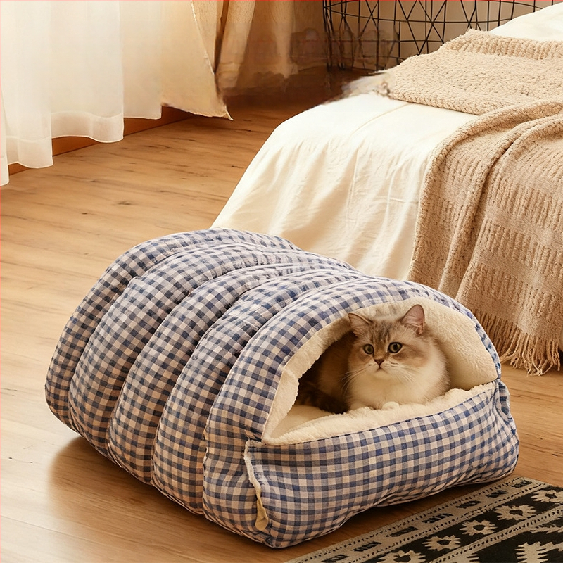 Lemmikloomade pesa - suletud kassipesa kõigi aastaaegade jaoks, talvise soojus, PP materjal, eemaldatav ja pestav