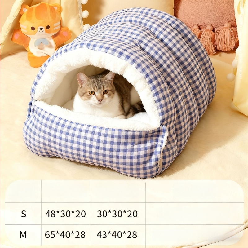 Lemmikloomade pesa - suletud kassipesa kõigi aastaaegade jaoks, talvise soojus, PP materjal, eemaldatav ja pestav