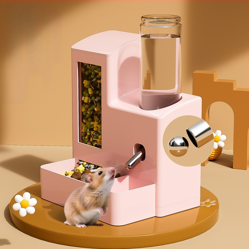 Automatinis hamsterio šėrimo sistema su vandens dozatoriumi, viskas viename – maistui ir gėrimams, prieš apsiveršant, suderinama su Sirijos hamsteriais