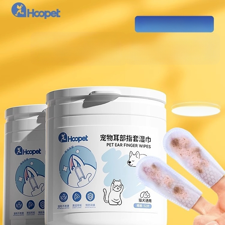 Mīkstās mitrās salvetes ausu tīrīšanai mājdzīvniekiem – suņiem un kaķiem, ausu vasku noņemšana, neausts materiāls