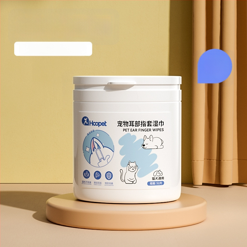 Mīkstās mitrās salvetes ausu tīrīšanai mājdzīvniekiem – suņiem un kaķiem, ausu vasku noņemšana, neausts materiāls