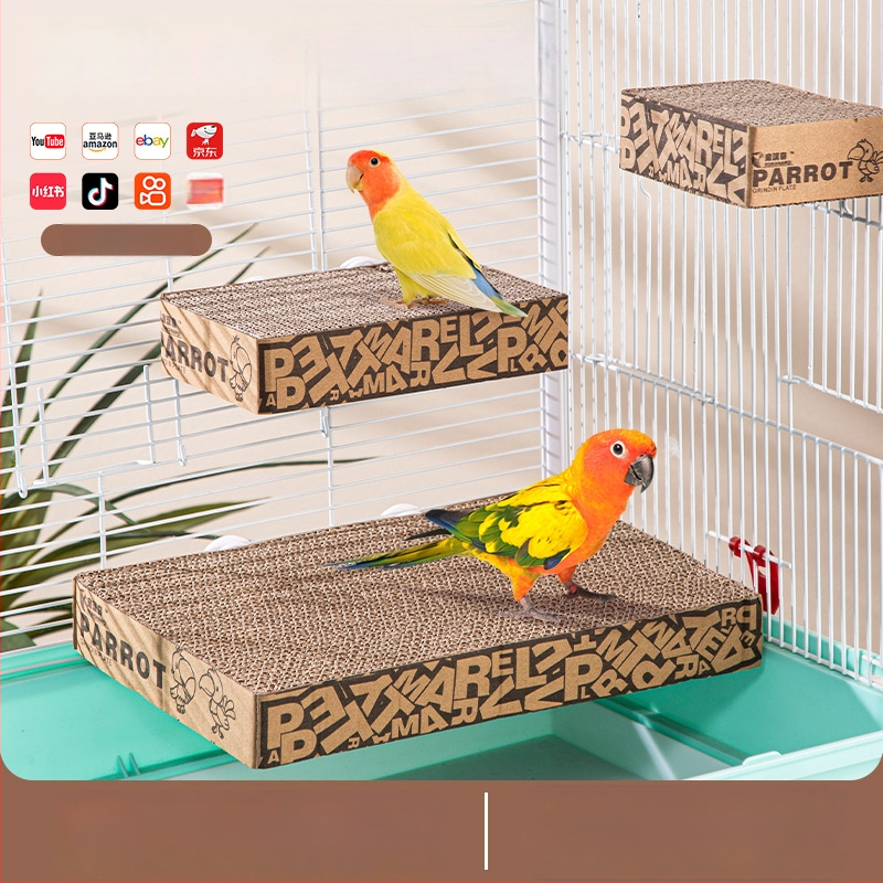 Kartongist papagoi mänguasja platvormiga nokklihvimiseks – kasti lisavarustus Chengxi