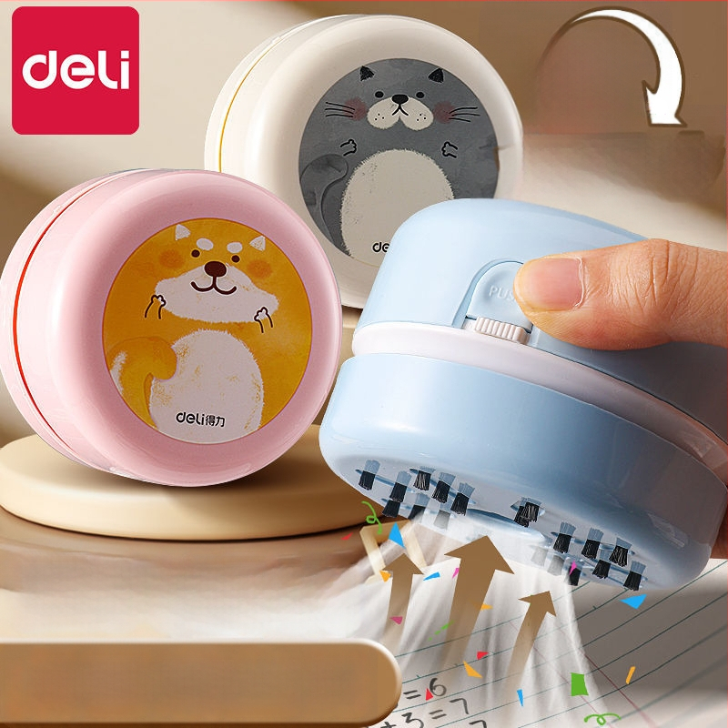 Galda tīrītājs, uzlādējams elektriskais vakuums, plastmasas konstrukcija, karikatūras stila dizains, piemērots gumijas atkritumu un zīmējumu drupaču tīrīšanai