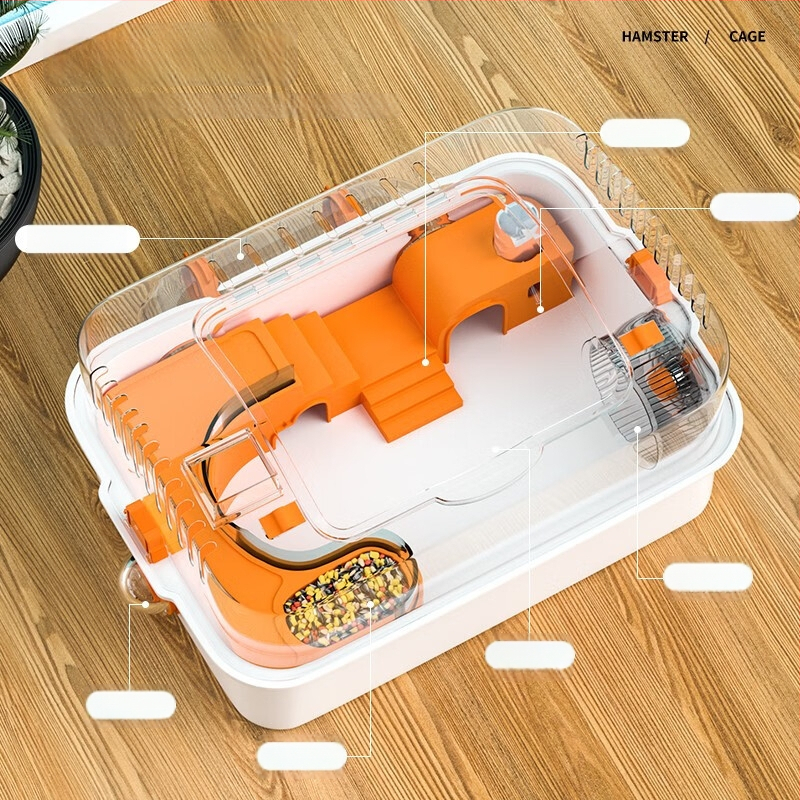 Hamsteri puur ja mänguasjade komplekt — plastikust, ristkülikukujuline kuju, ventileeritud ja kergesti puhastatav, sobib siseriiklikuks ja väliseks kasutamiseks