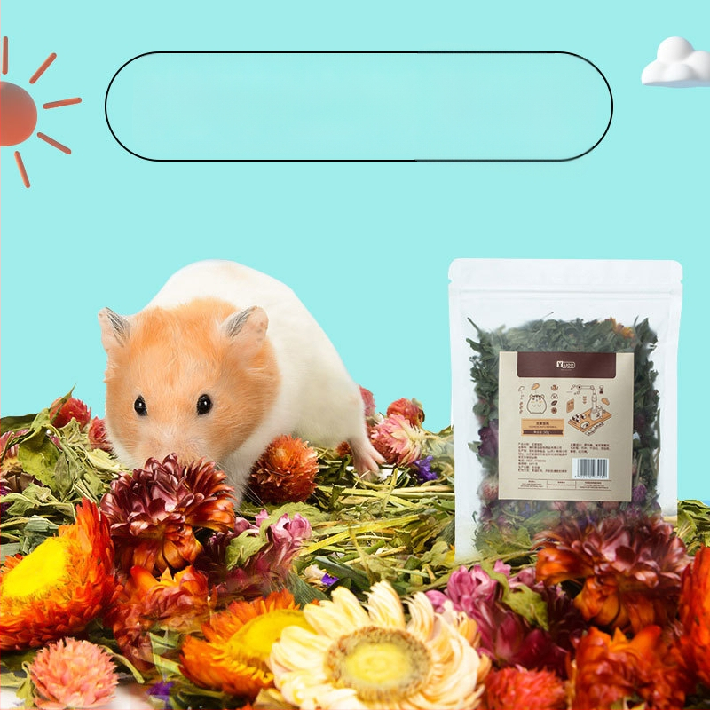Hamsterio pagalvėlė su gėlių ir žolynų raštu | dezodoruojanti pagalvėlė | medžiaga: gėlės ir augalai | prekės ženklas Yee | mažiems gyvūnėliams